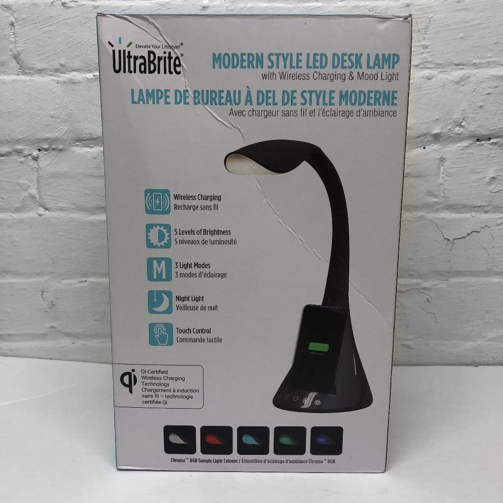 UltraBrite Modern Style LED Desk Lamp With Wireless Charging And Mood Light